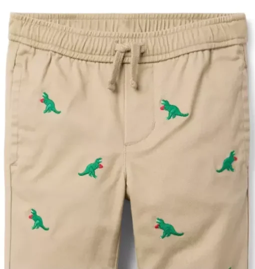 Embroidered Dinosaur Heart Twill Jogger