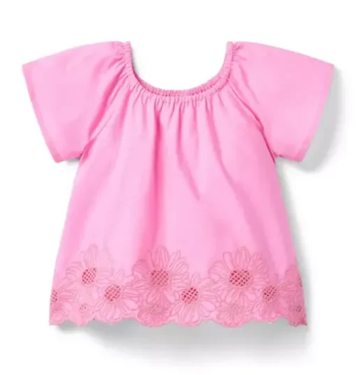 Embroidered Floral Hem Top