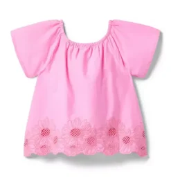 Embroidered Floral Hem Top