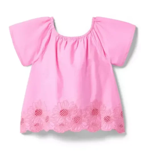Embroidered Floral Hem Top