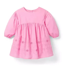 Embroidered Floral Puff Sleeve Dress