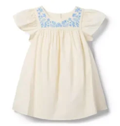 Embroidered Floral Ruffle Sleeve Dress