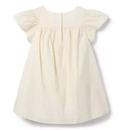 Embroidered Floral Ruffle Sleeve Dress