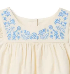 Embroidered Floral Ruffle Sleeve Dress