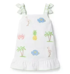 Embroidered Tropical Icon Dress