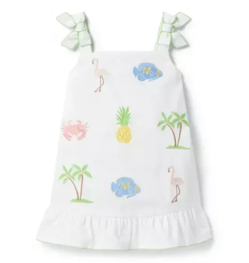 Embroidered Tropical Icon Dress