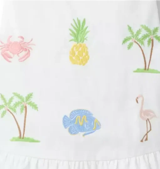 Embroidered Tropical Icon Dress