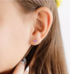 Enamel Heart Stud Earrings