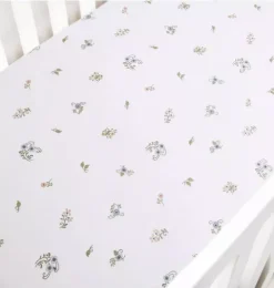 Fleur + Stripe Crib Sheet - Ivory