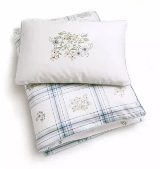 Fleur + Stripe Toddler Duvet Set - Ivory