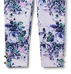 Floral Button Cuff Ponte Pant