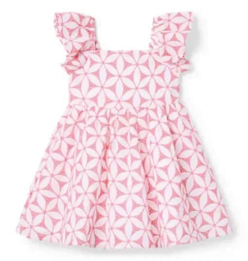 Floral Eyelet Flutter Sleeve Dress
