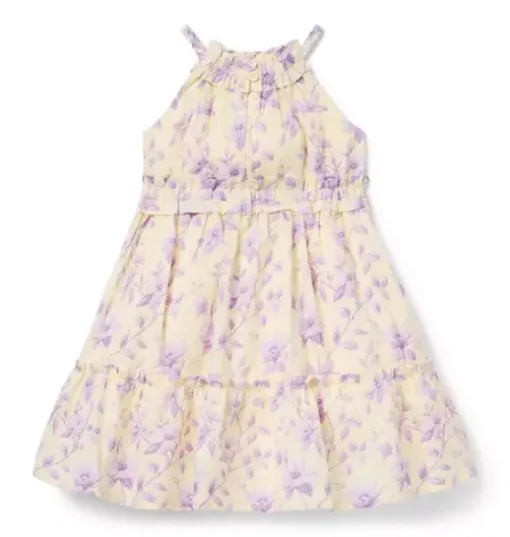 Floral Halter Ruffle Dress