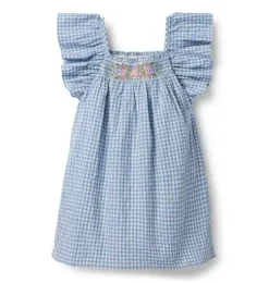 Gingham Ruffle Sleeve Dress