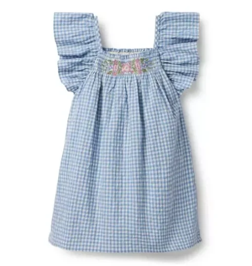 Gingham Ruffle Sleeve Dress