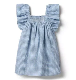 Gingham Ruffle Sleeve Dress
