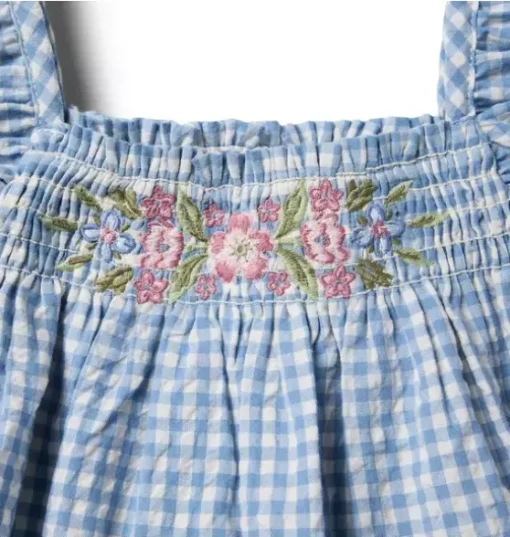 Gingham Ruffle Sleeve Dress