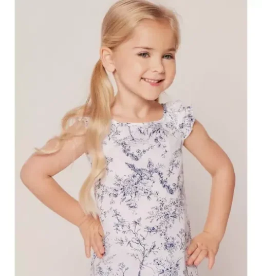 Girl's Twill Amelie Short Set in Blue Timeless Toile