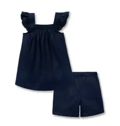 Girl's Twill Clara Short Set in Navy