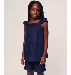 Girl's Twill Clara Short Set in Navy