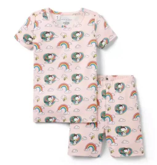 Good Night Short Pajama In Peanuts Snoopy Rainbow