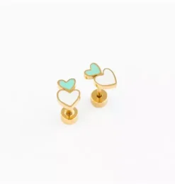Heart Stack Stud Earrings