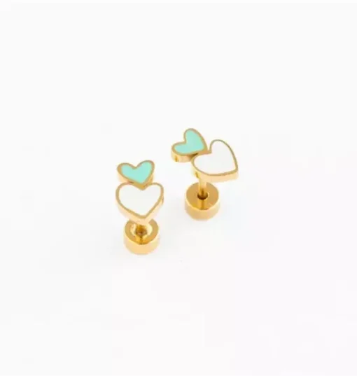 Heart Stack Stud Earrings