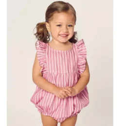 Infants Ruffled Romper in Love Lines