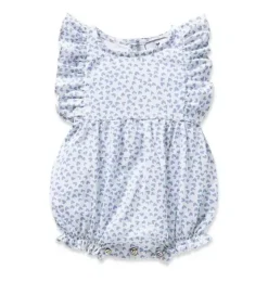 Infants Ruffled Romper in Bluehearts