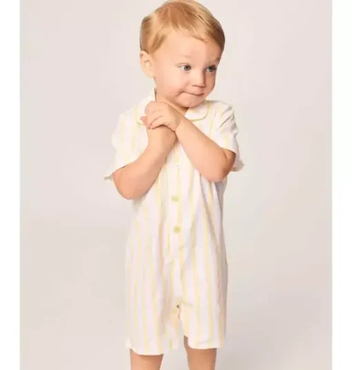 Infant's Twill Romper in Sunny Stripe