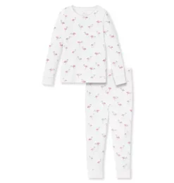 Kids Pima Snug Fit Pajama Set in Flamingos