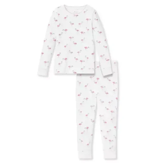 Kids Pima Snug Fit Pajama Set in Flamingos