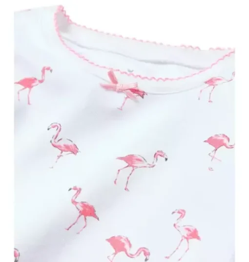 Kid's Pima Snug Fit Short Pajama Set in Flamingos