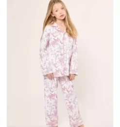 Kid's Twill Pajama Set in Pink Timeless Toile