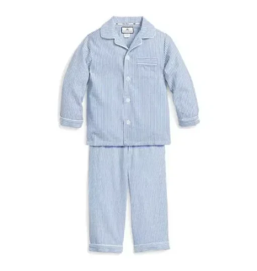 Kid's Twill Pajama Set in French Blue Seersucker