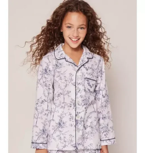 Kid's Twill Pajama Set in Blue Timeless Toile