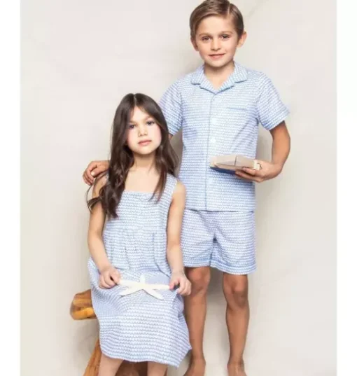Kid's Twill Pajama Short Set in La Mer
