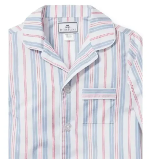 Kid's Twill Short Pajama Set in Vintage French Stripes