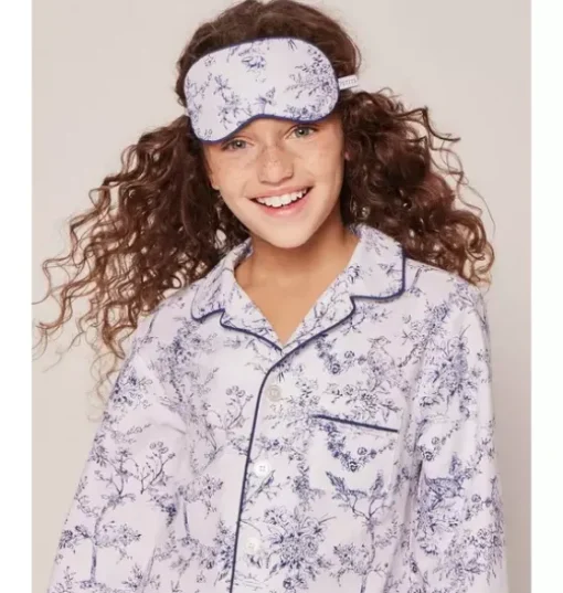 Kid's Twill Sleep Mask in Blue Timeless Toile
