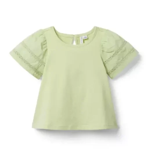 Lace Trim Puff Sleeve Top