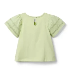 Lace Trim Puff Sleeve Top