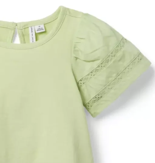 Lace Trim Puff Sleeve Top