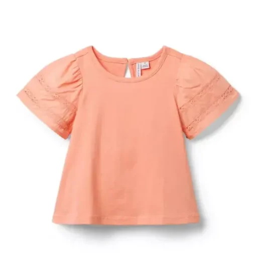 Lace Trim Puff Sleeve Top