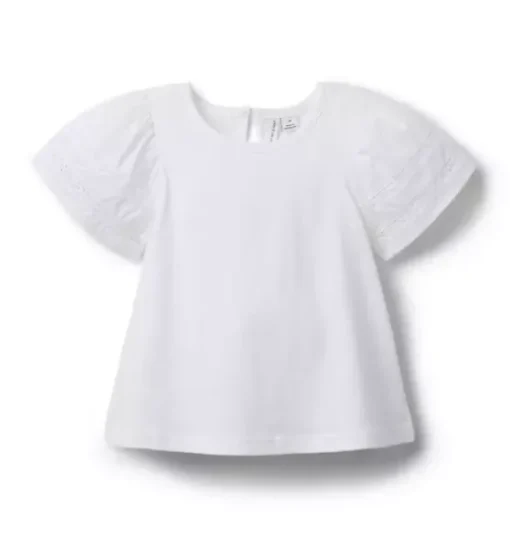 Lace Trim Puff Sleeve Top