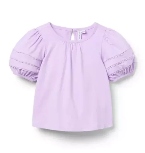 Lace Trim Puff Sleeve Top