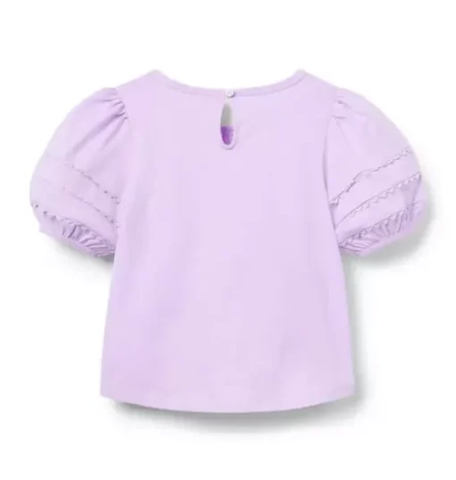 Lace Trim Puff Sleeve Top
