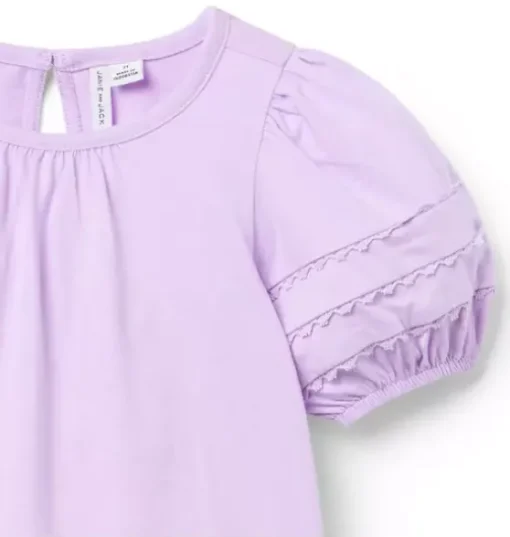 Lace Trim Puff Sleeve Top