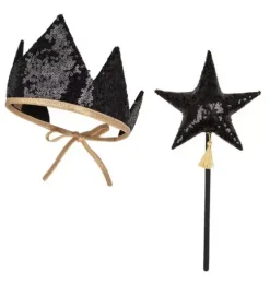 “Black Sequins” Crown and Wand Magic Set