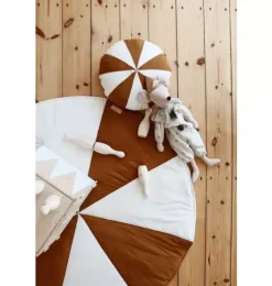 “Caramel Circus” Round Patchwork Pillow