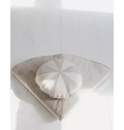 “Cream Circus” Round Patchwork Pillow
